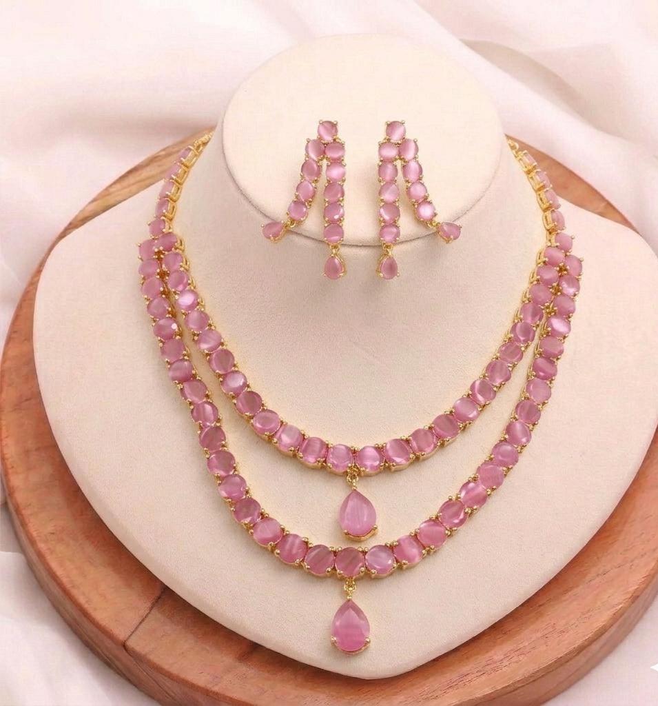Ruby & Rose Quartz Necklace Set for Women | 22K Gold Plated Wedding Bridal Jewellery | Traditional Indian Party Wear Necklace |Gift for Her — 7