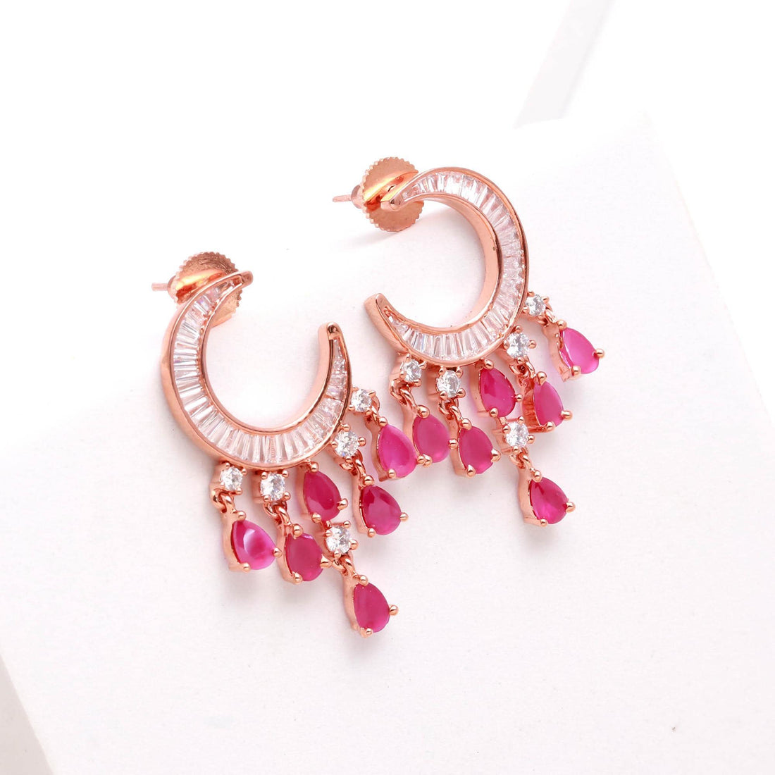 Ruby Helix Earrings | 14K Rose Gold Minimalist Tragus Jewelry | Tiny Red Gemstone Studs | Cartilage Piercing Earrings | Gift For Women