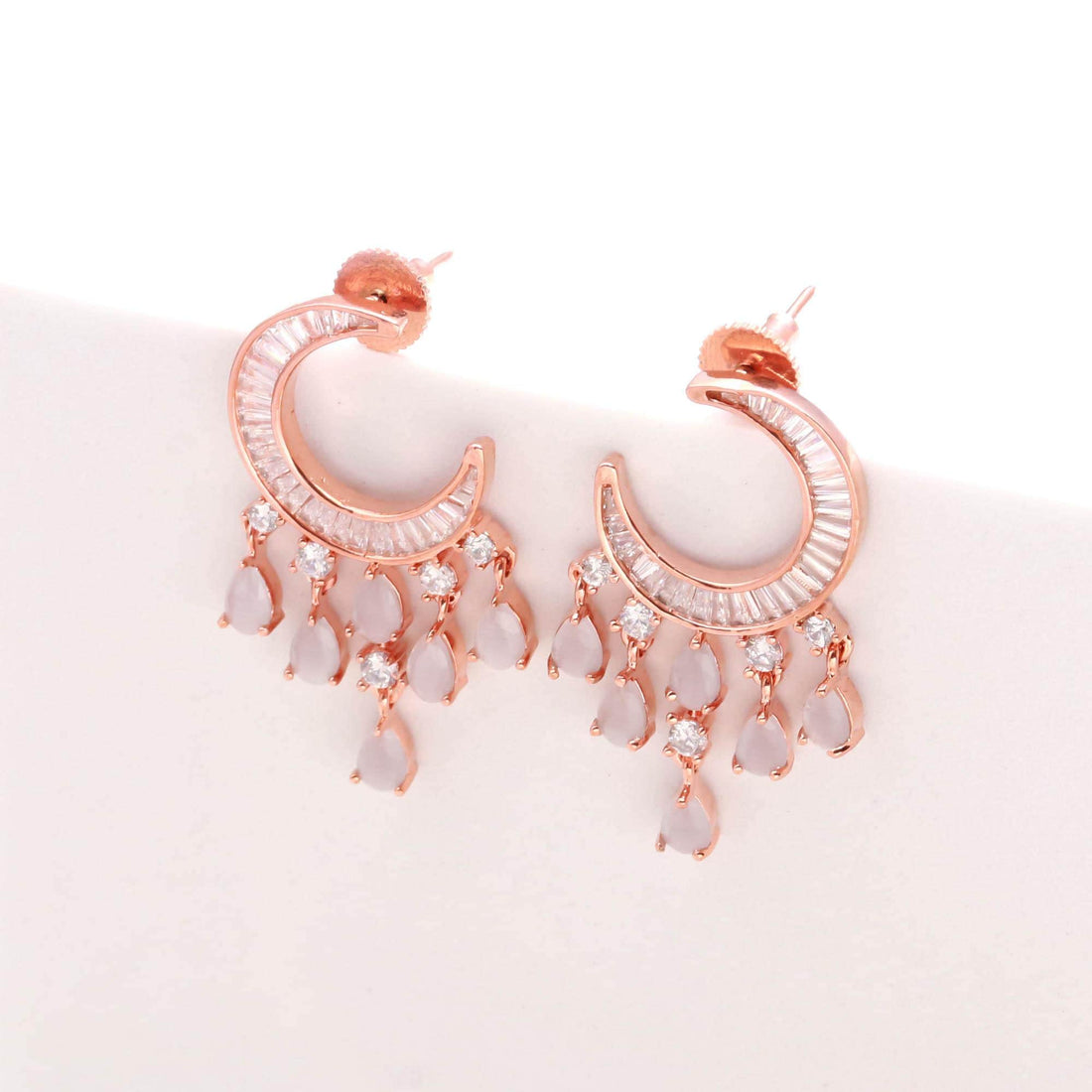 Dainty Grey Stud Earrings | Rose Gold Minimal Cartilage Jewelry | Tiny Helix Piercing Earrings | Gift For Women | Piercing Jewelry — 2