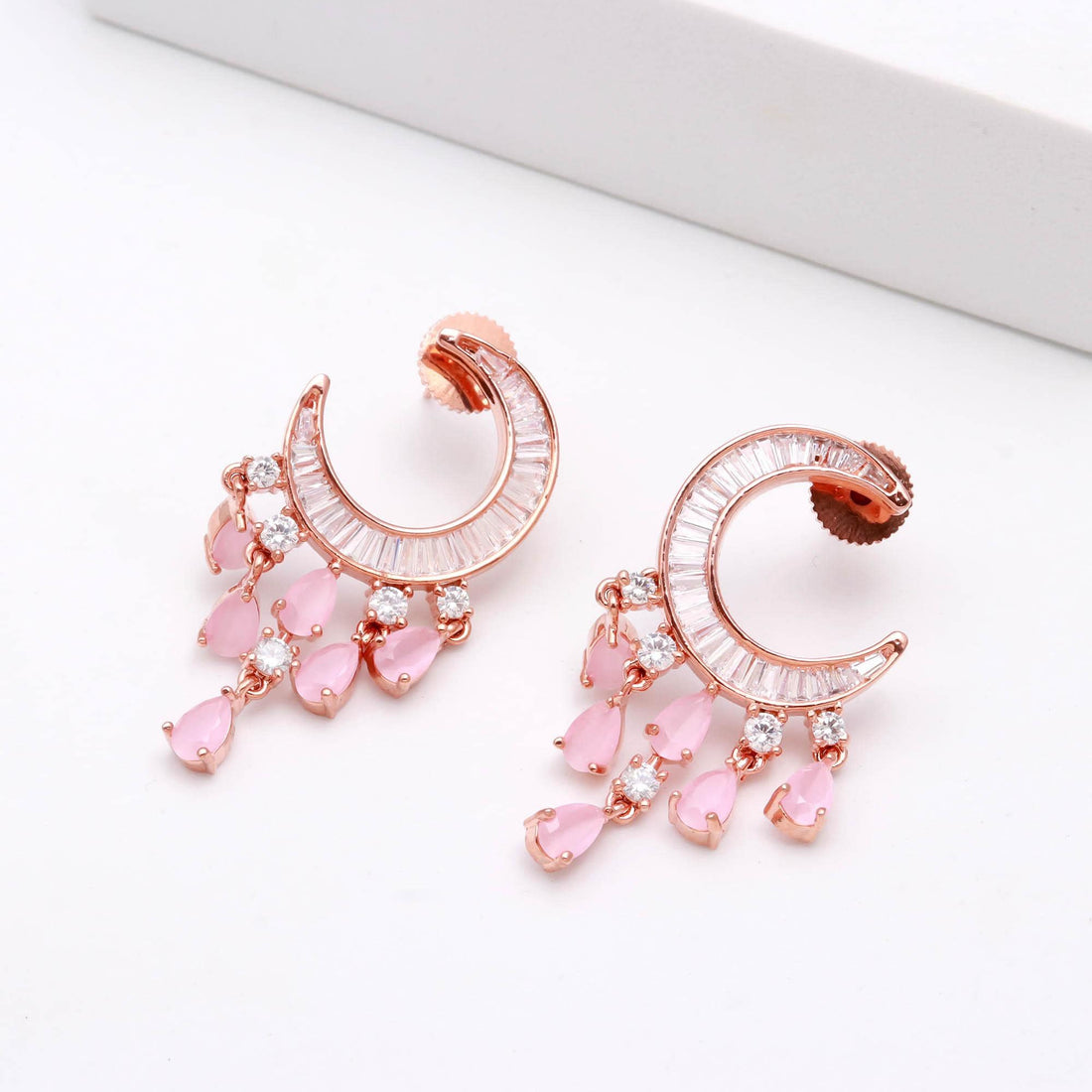 Minimal Rose Quartz Earrings | Luxury Helix Tragus Gemstone Jewelry | Cute Dainty Earrings | Gift For Her — 2