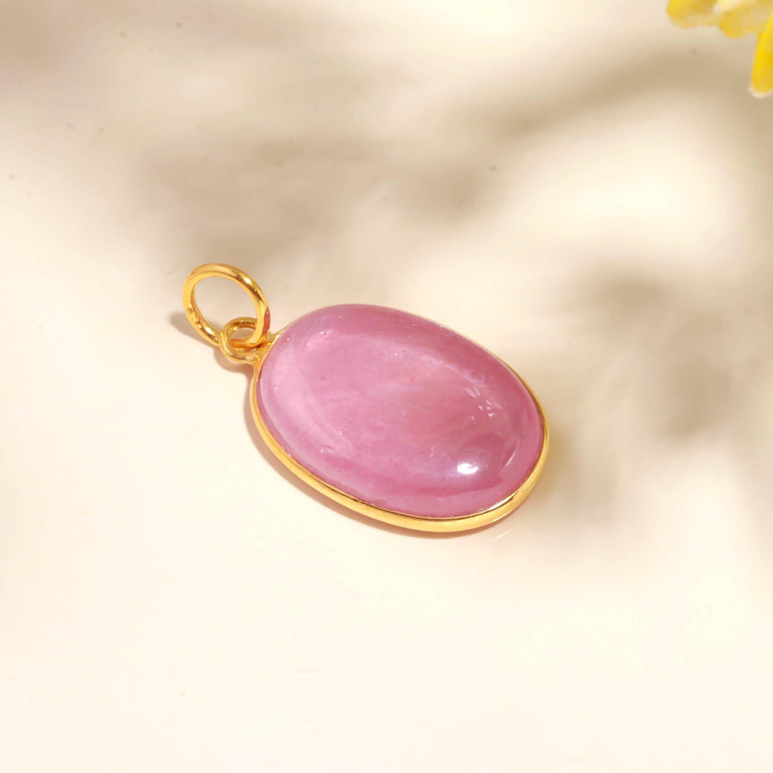 African Ruby Gold Charm Pendant |9K Gold Oval Cabochon Ruby Charm |17 Ct Bezel Set Gemstone Pendant |July Birthstone Pendant |Gift For Women — 3