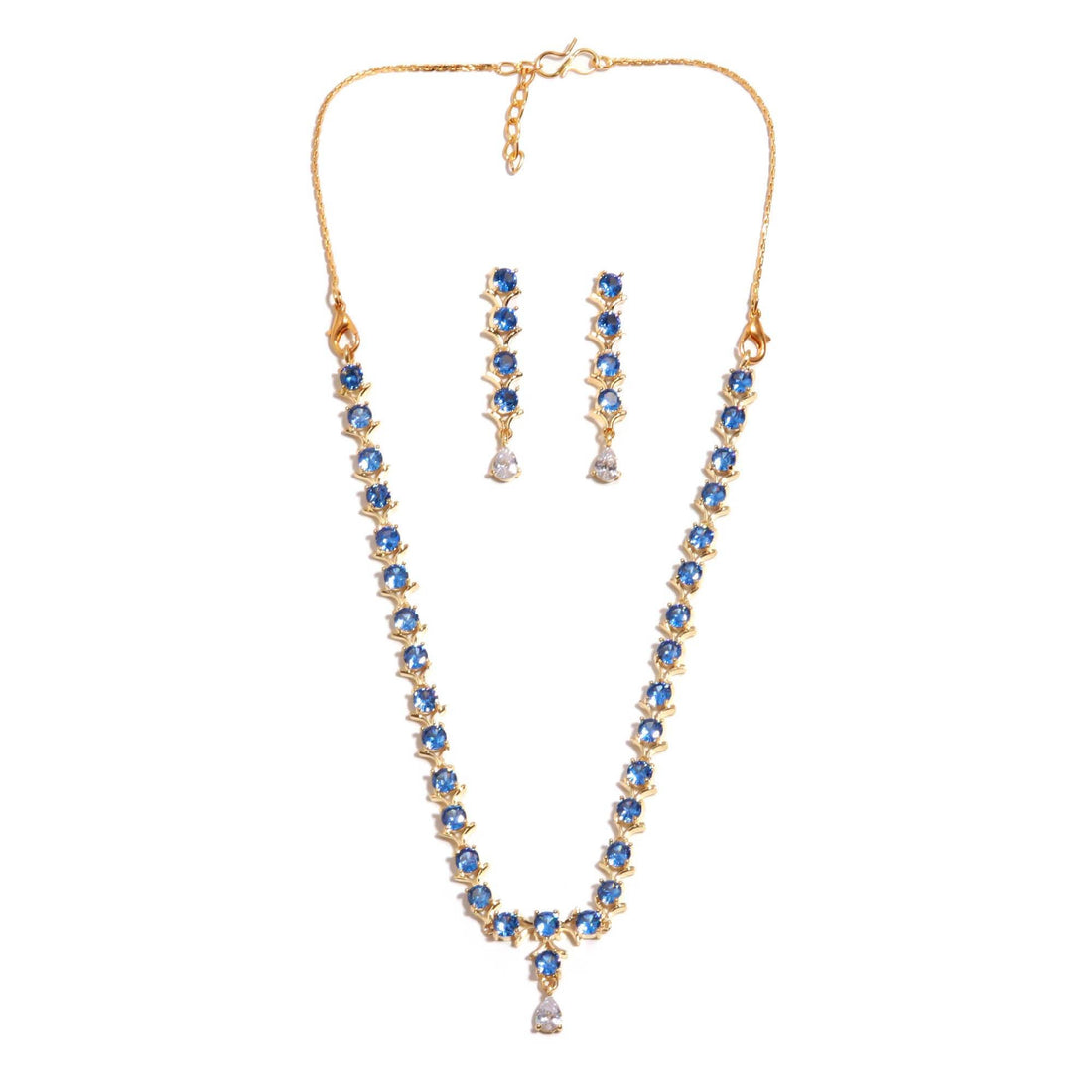 Aquamarine Gemstone Gold Plated Necklace, Precious Gem Jewelry — 4