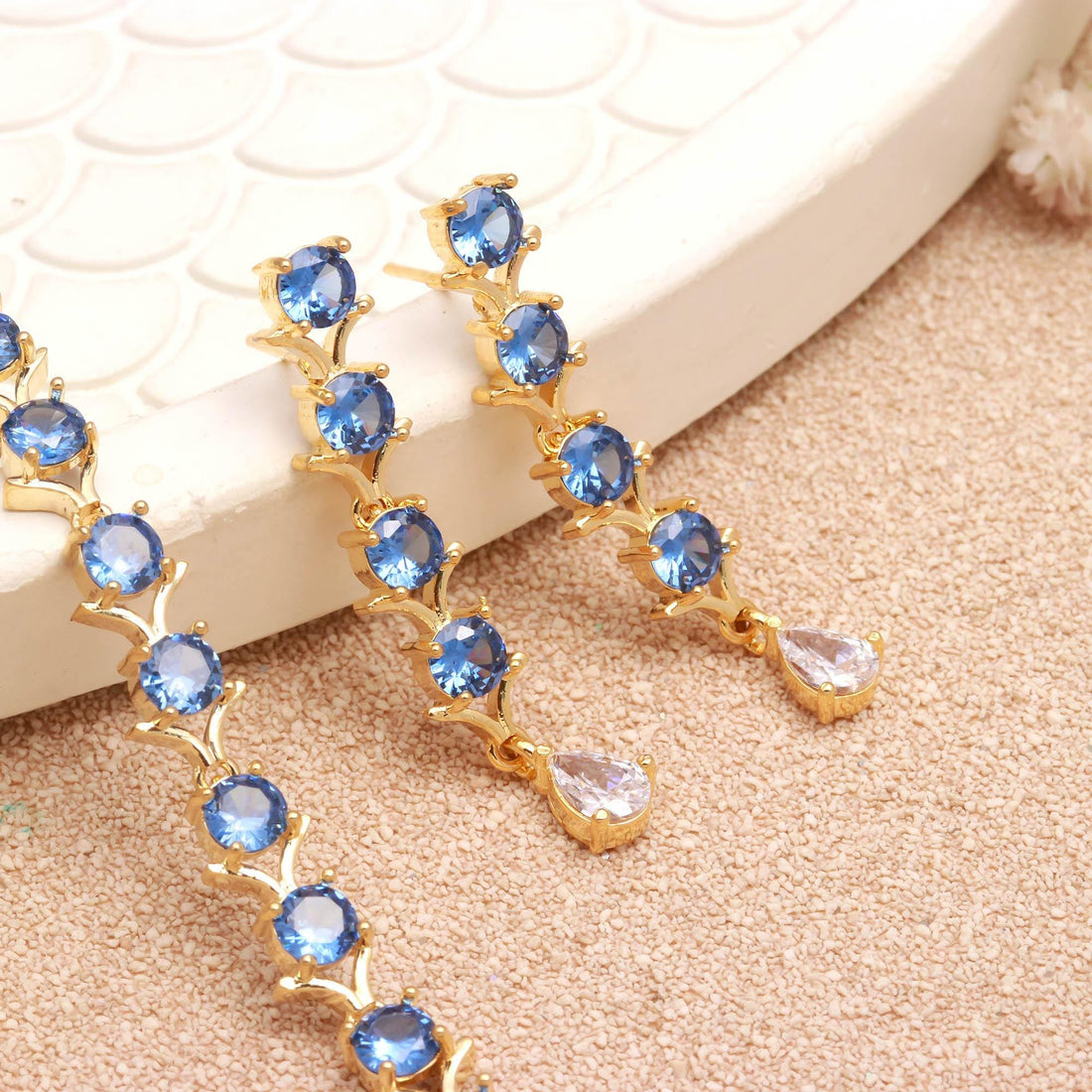 Aquamarine Gemstone Gold Plated Necklace, Precious Gem Jewelry — 3