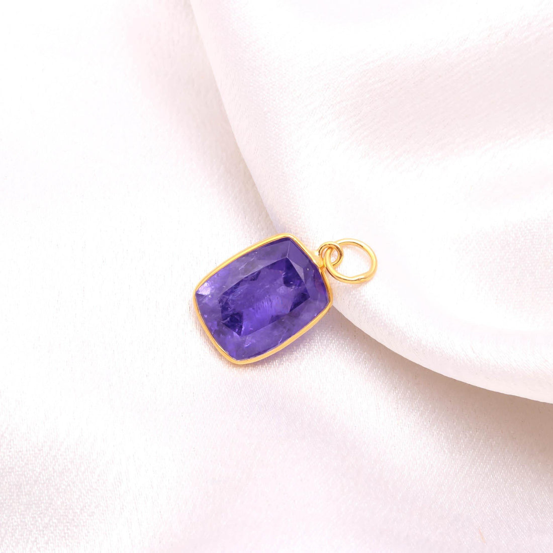 Tanzanite Gold Charm Pendant |9K Gold Octagon Step Cut Tanzanite Pendant |12.5 Ct Bezel Set Jewelry |December Birthstone Charm |Gift For Her — 5