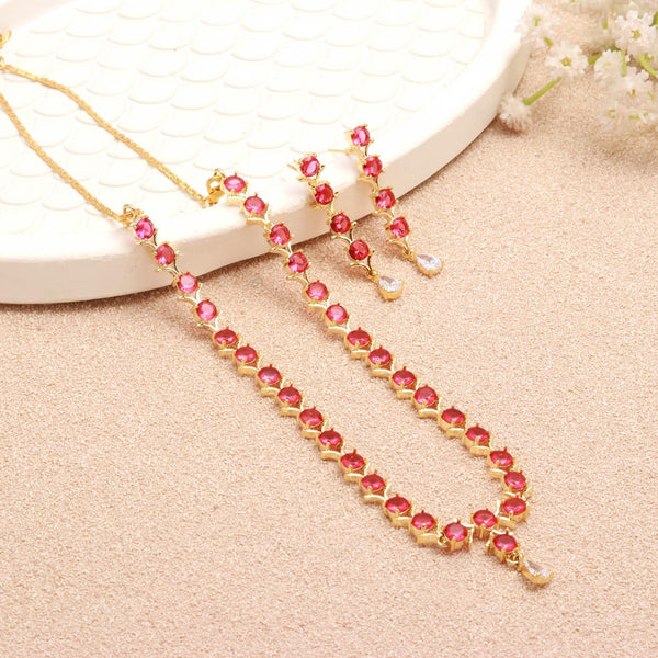 Brass Gemstone Necklace Set | 22K Gold Plated Bridal Necklace | Statement Necklace | Wedding Necklace | Gift For Her