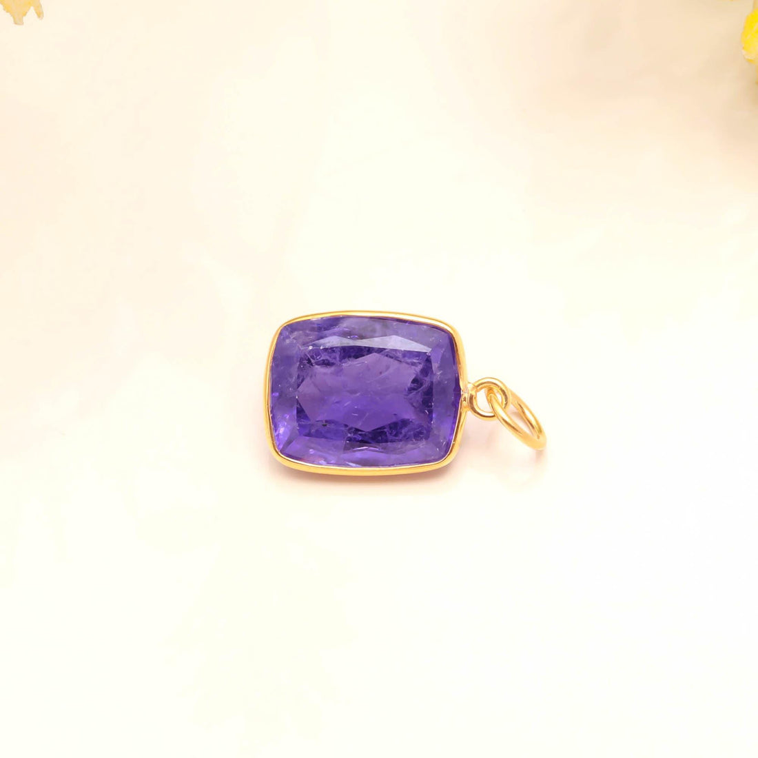 Tanzanite Gold Charm Pendant | 9K Gold Octagon Step Cut Tanzanite Charm | 12.5 Ct Bezel Set Pendant | December Birthstone | Gift For Her — 6