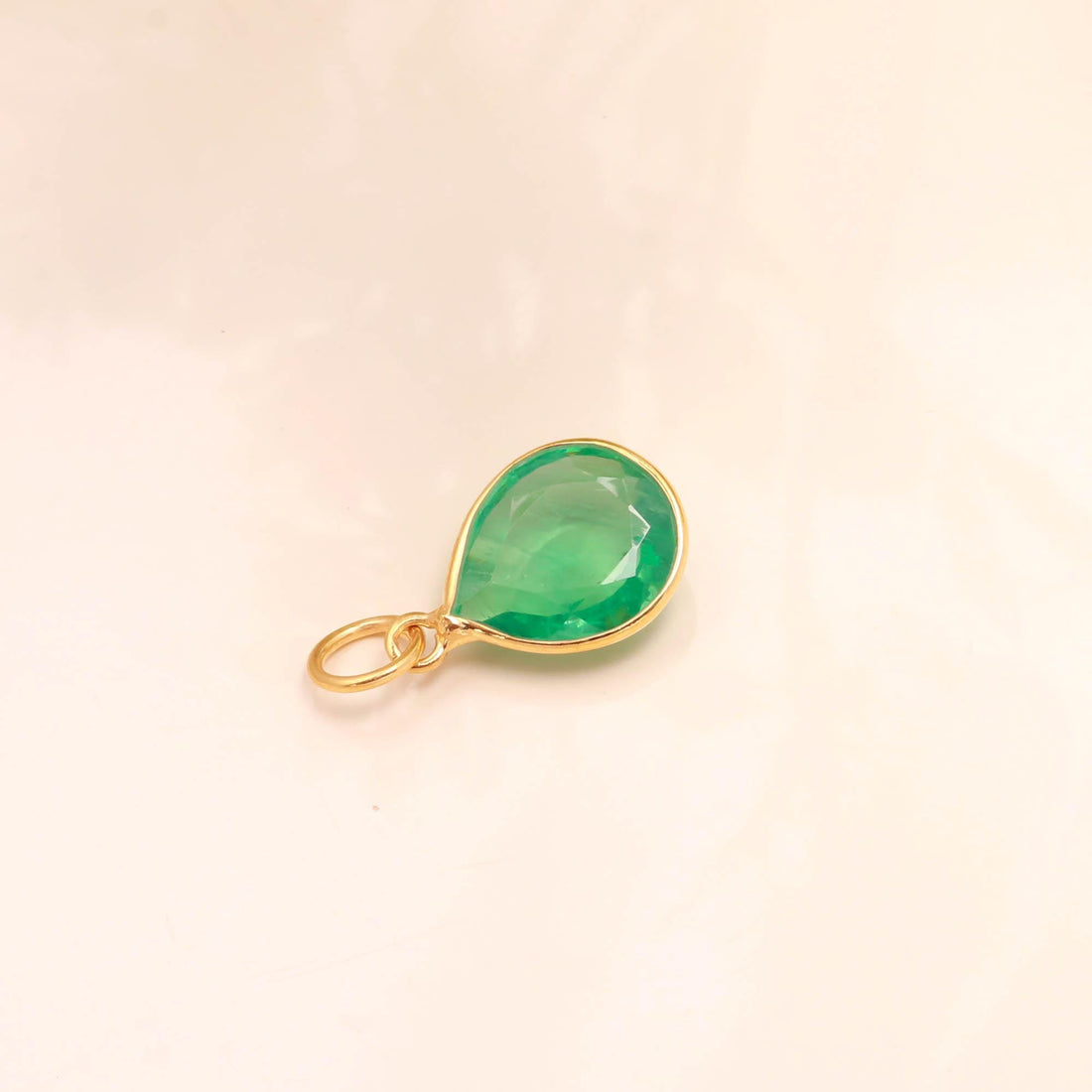 Russian Emerald Gold Charm Pendant | 7.5 Ct Pear Cut Emerald Pendant | 9K Gold Bezel Set Charm | Gift for Women | Green Gemstone Pendant — 3