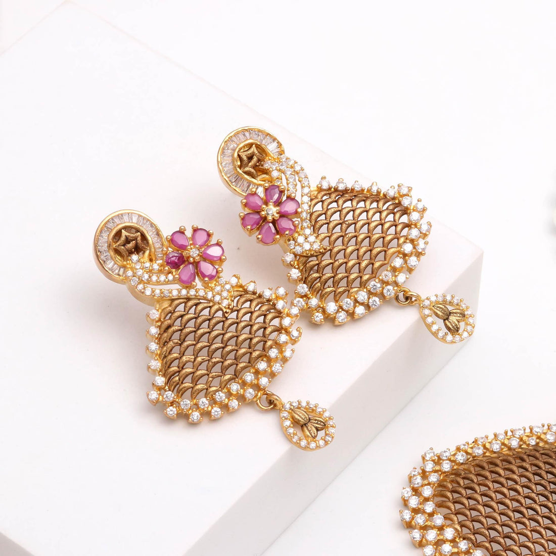Elegant Swan Pendant Pearl Necklace Set |22K Gold Plated CZ Ruby Bridal Jewelry | Party Wear Necklace |Indian Wedding Necklace |Gift For Her — 3
