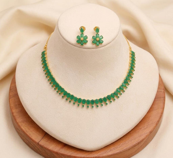 Ruby Emerald Gold Plated Necklace | South Wedding Jewelry | Traditional Bridal Temple Necklace | Ethnic Statement Jewelry | Gift for Her