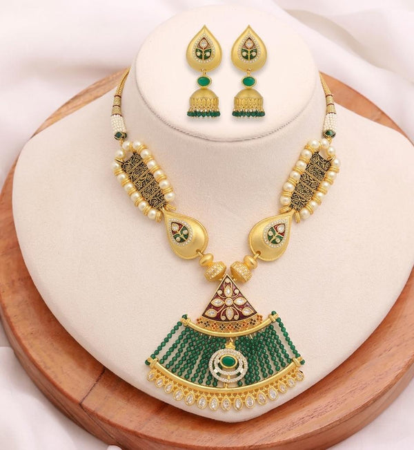 Dainty Emerald CZ Necklace Set | 22K Yellow Gold Plated AAA Emerald Bridal Jewelry | Wedding Necklace | Statement Necklace | Gift For Women