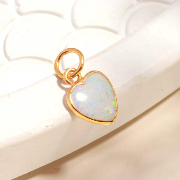 Ethiopian Blue Red Fire Opal Heart Charm | 9K Gold Bezel Set Opal Pendant | 2 Ct Heart Cabochon Gemstone Charm |Birthday Gift |Heart Pendant