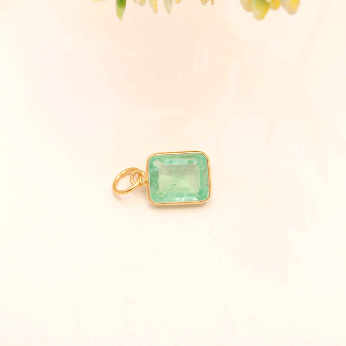 Natural Russian Emerald Pendant | 9K Gold Octagon Emerald Charm | 7 Ct Bezel Set Green Gemstone Jewelry | Gift For Women — 3