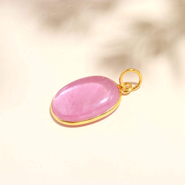 African Ruby Gold Charm Pendant |9K Gold Oval Cabochon Ruby Charm |17 Ct Bezel Set Gemstone Pendant |July Birthstone Pendant |Gift For Women