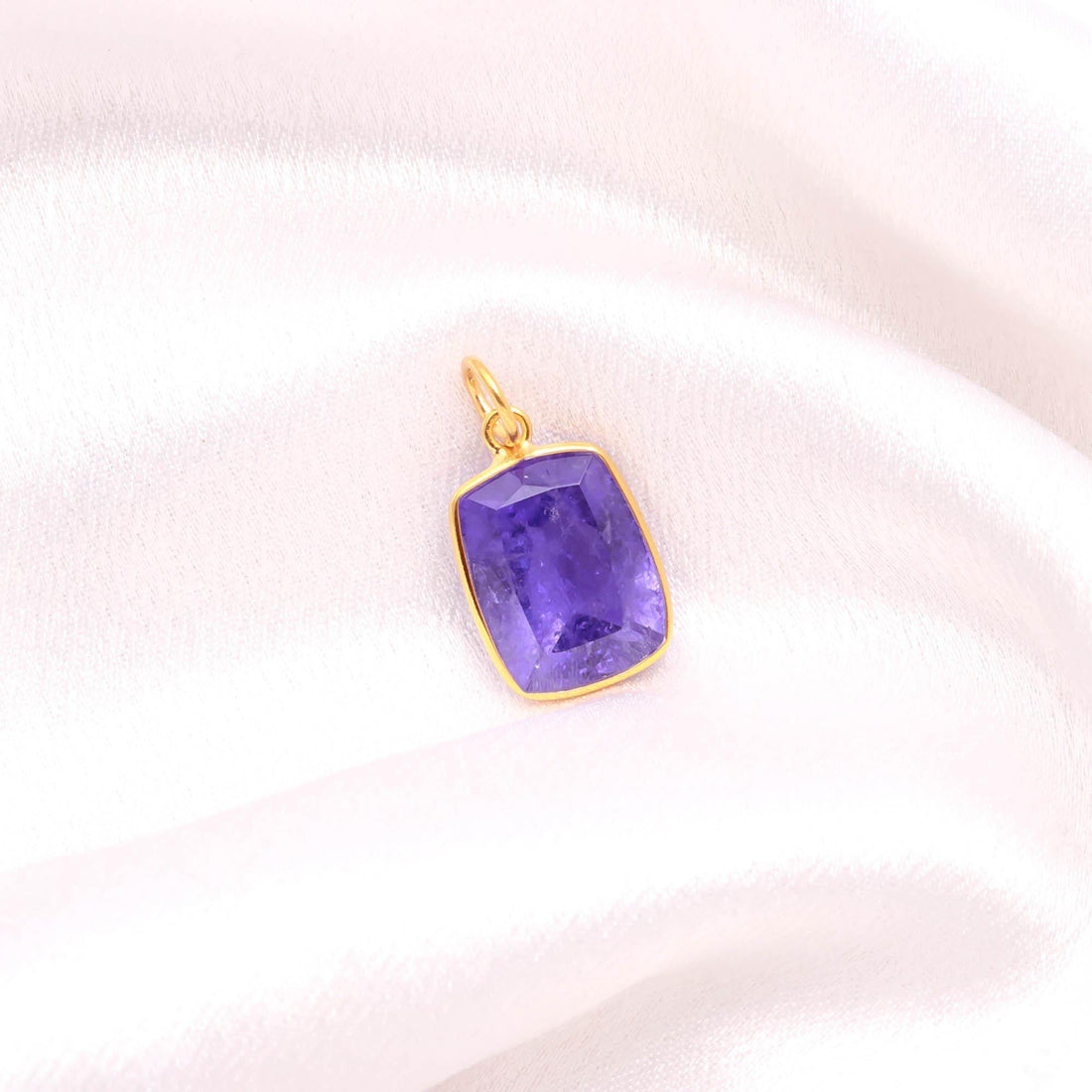 Tanzanite Gold Charm Pendant |9K Gold Octagon Step Cut Tanzanite Pendant |12.5 Ct Bezel Set Jewelry |December Birthstone Charm |Gift For Her — 4
