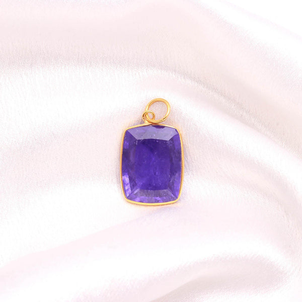 Tanzanite Gold Charm | 22 Ct Octagon Step Cut Pendant | 9K Gold Bezel Set Pendant | December Birthstone | Blue Gemstone Charm | Gift for Her