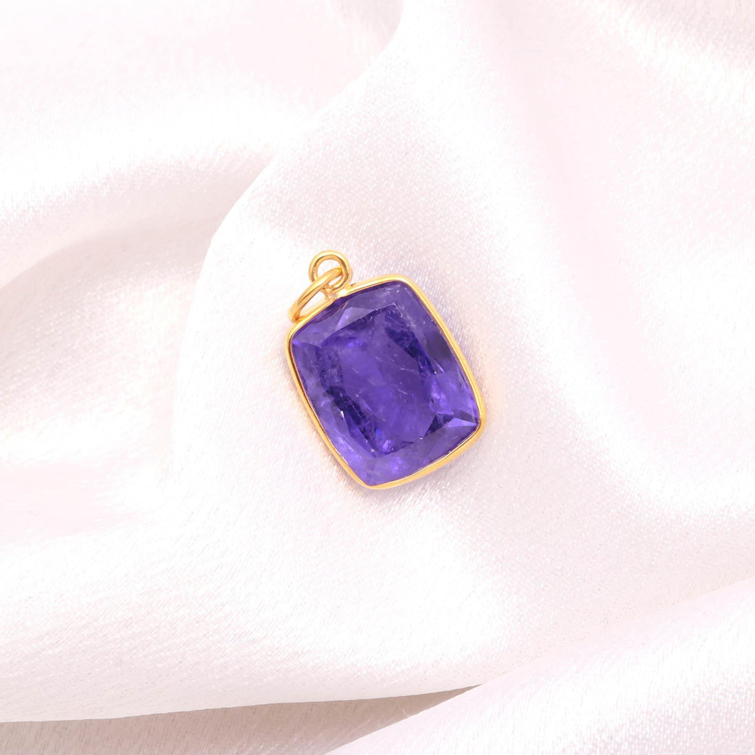 Tanzanite Gold Charm Pendant | 9K Gold Octagon Step Cut Tanzanite Charm | 12.5 Ct Bezel Set Pendant | December Birthstone | Gift For Her