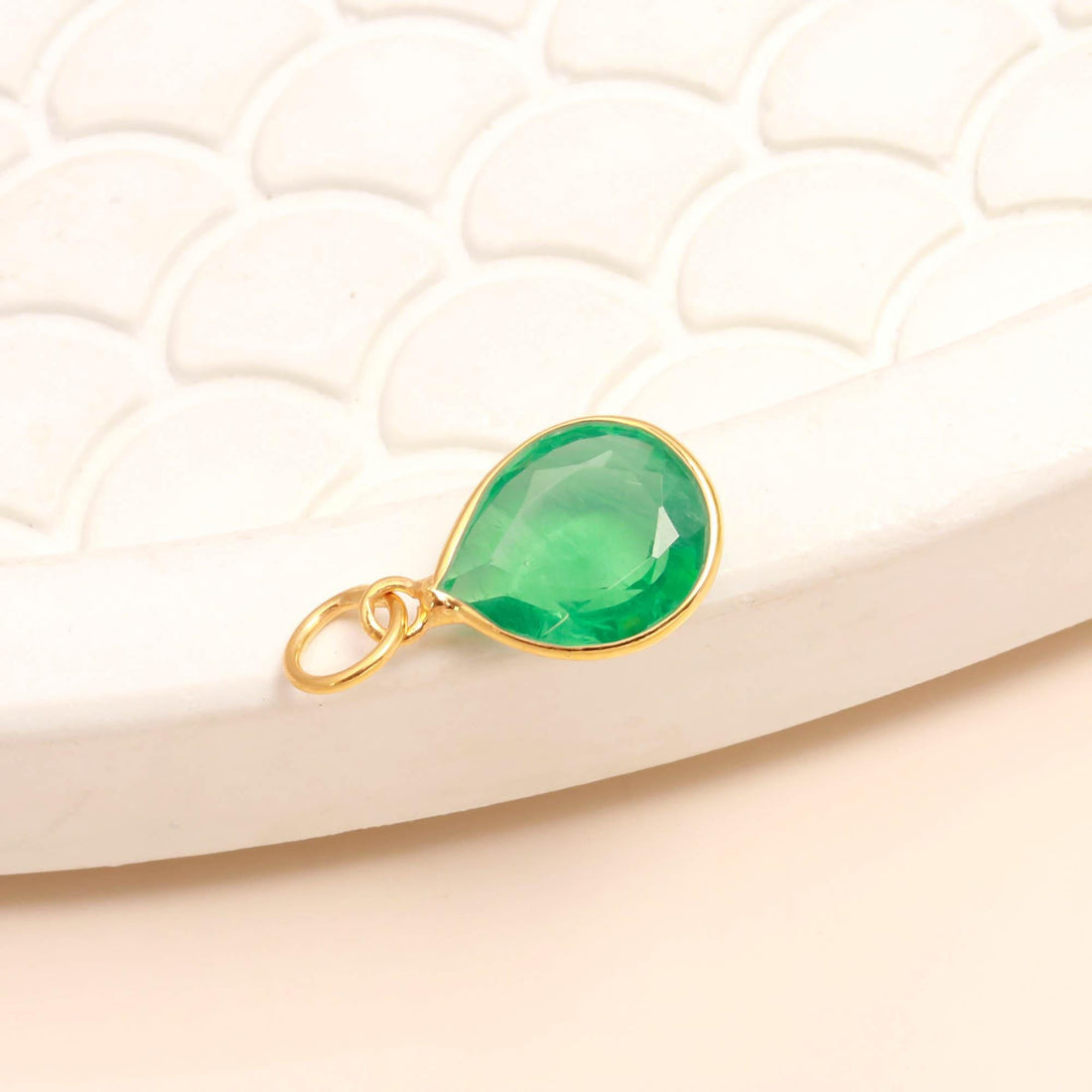 Russian Emerald Gold Charm Pendant | 7.5 Ct Pear Cut Emerald Pendant | 9K Gold Bezel Set Charm | Gift for Women | Green Gemstone Pendant
