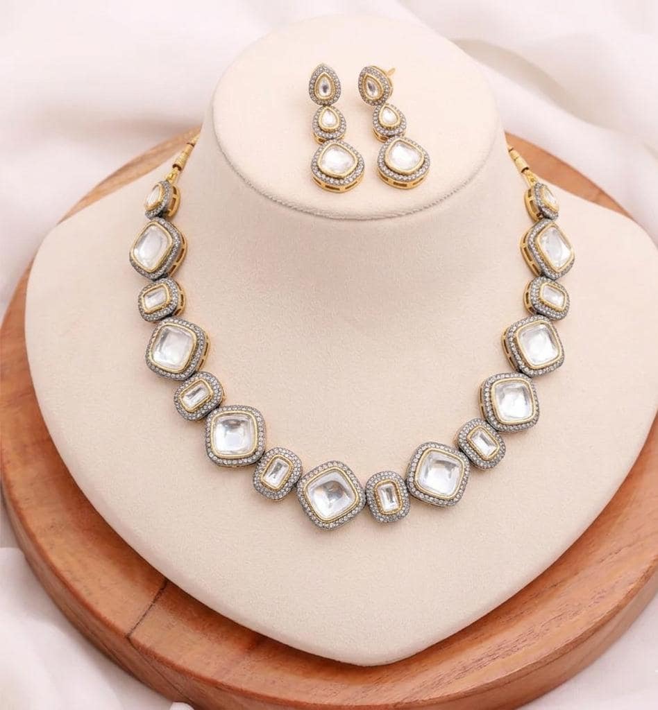 Handcrafted Polki Diamond Necklace Set | Indian Bridal Jewelry | Traditional Wedding Necklace | Party Wear | Gift for Her